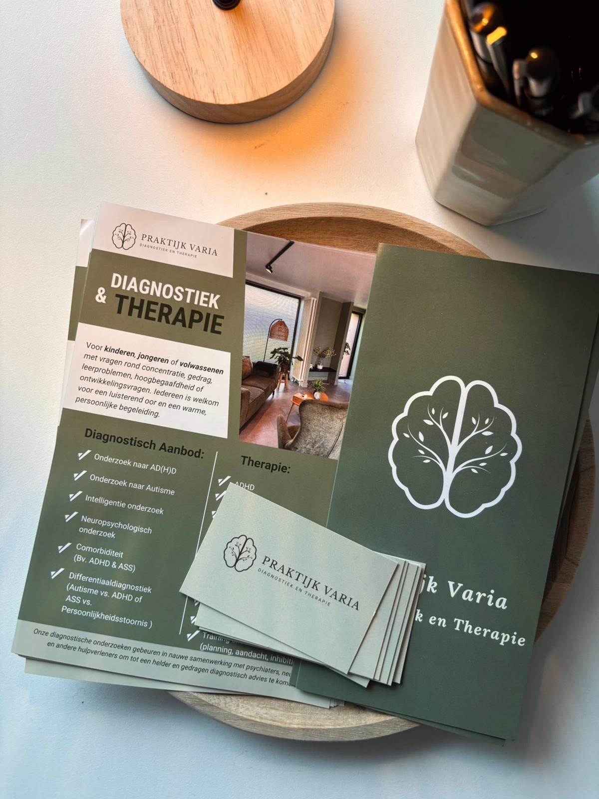 Brochures en visitekaartjes van Praktijk Varia