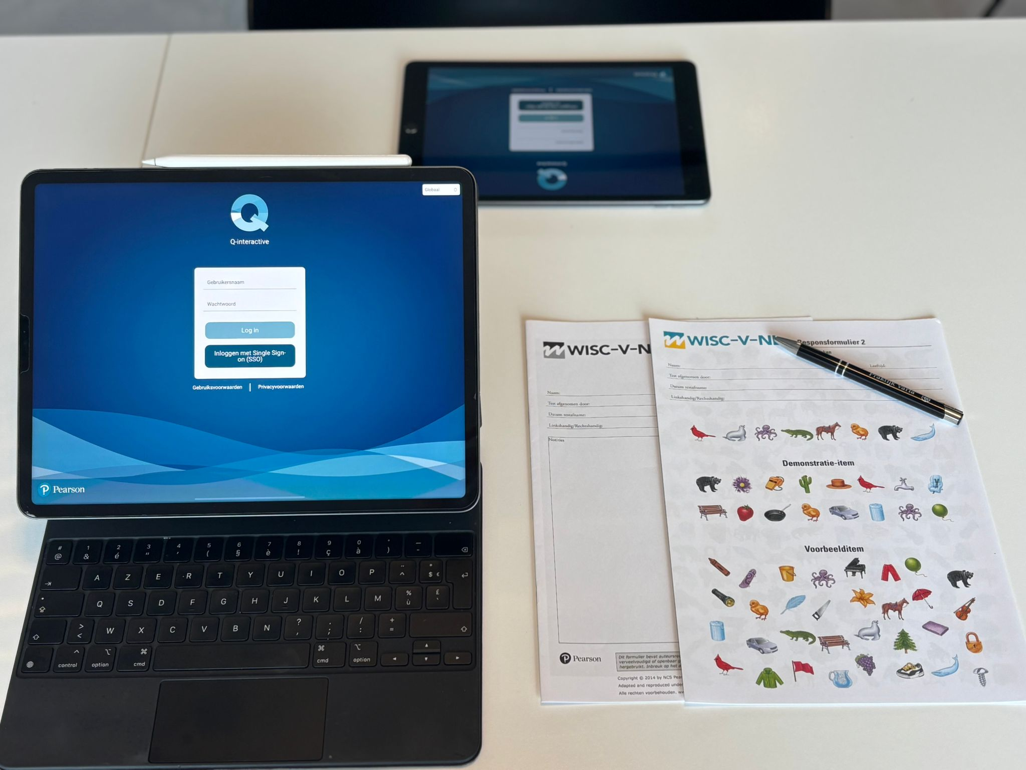 WISC-V testmateriaal met iPads voor intelligentieonderzoek